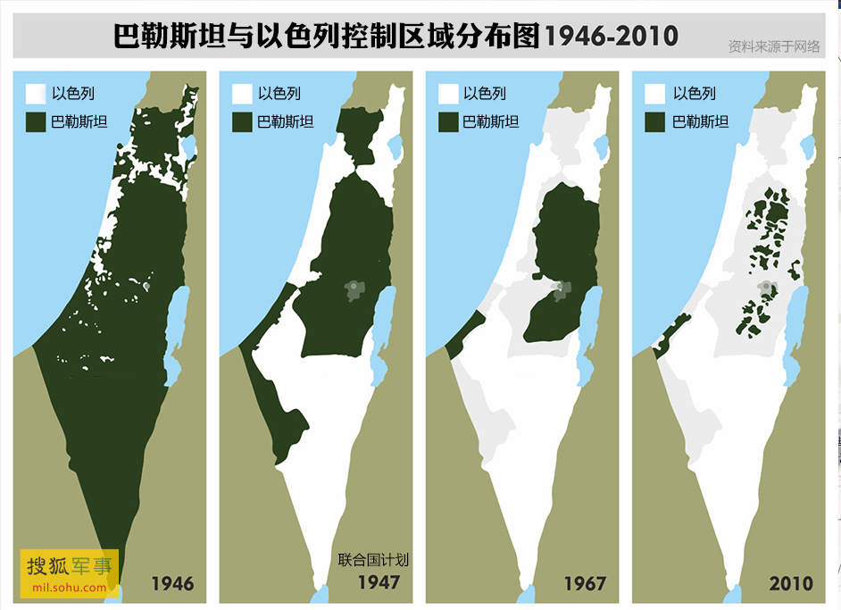 1948-1973年间,以色列在四次阿以战争中占领了大片阿拉伯国家领土,80